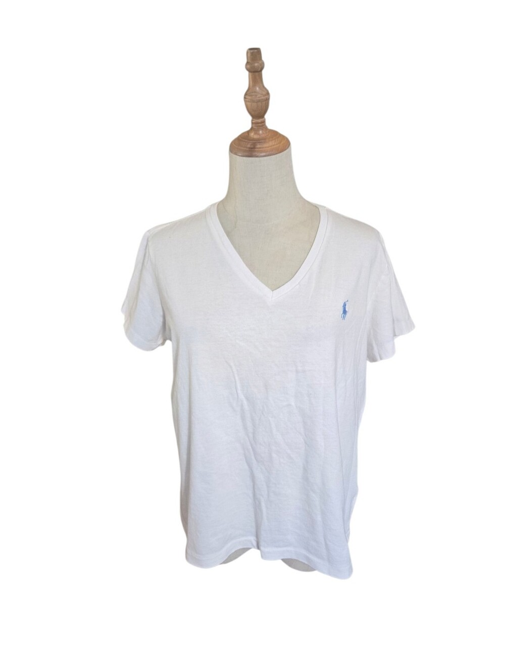 Ralph Lauren Sport White V-Neck Logo Cropped Boxy Tee Shirt